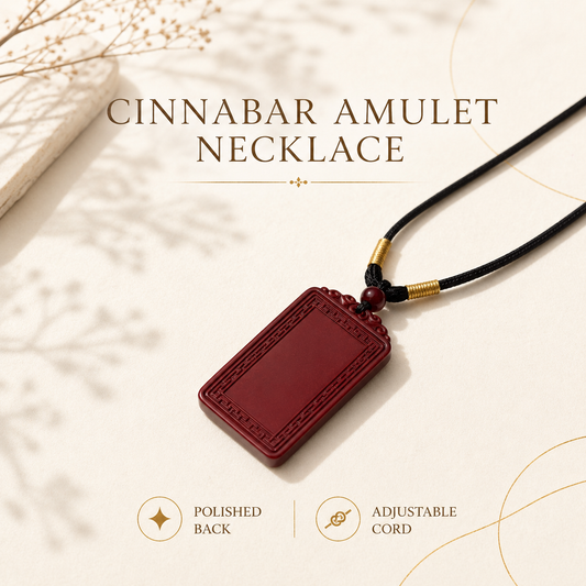 Cinnabar Border Pattern Plaque Pendant product image 1 - Daoist Roots