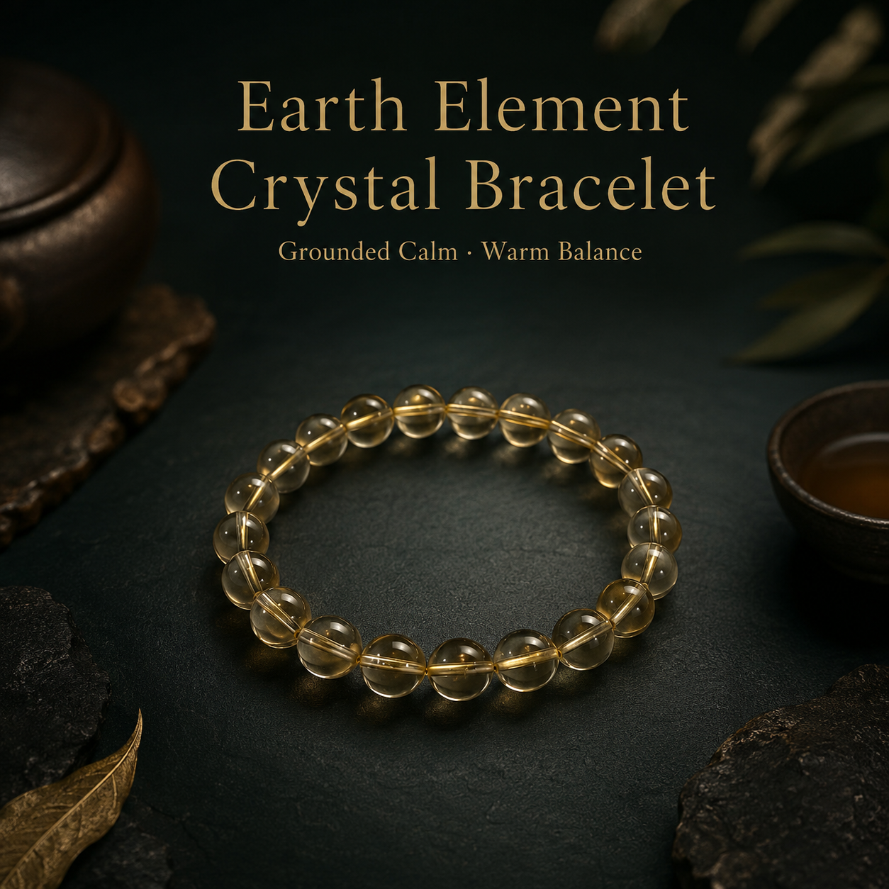 Earth element crystal bracelet with warm beads for grounding and center-earth symbolism image 3