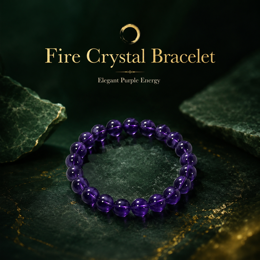 Fire element crystal bracelet with purple beads for illumination and ritual warmth symbolism image 3