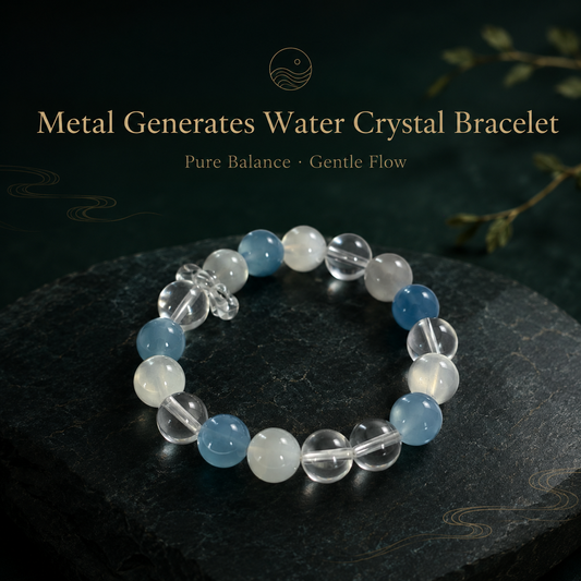 Metal enriches Water crystal bracelet with clear and blue beads