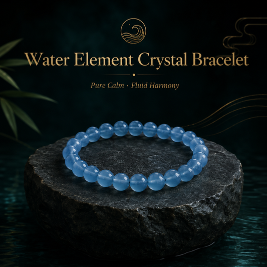 Water element crystal bracelet with blue beads for flow and stillness symbolism image 3