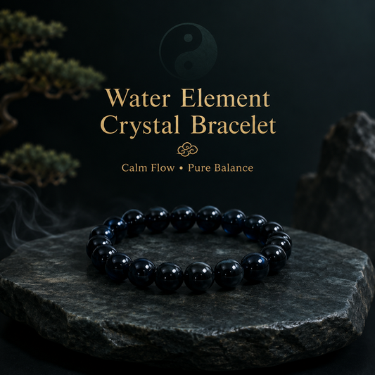 Dark water element crystal bracelet for Daoist five phases stillness symbolism