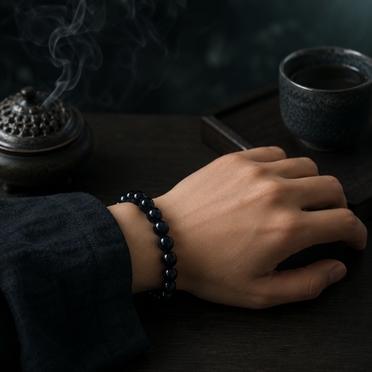 Dark water element crystal bracelet for Daoist five phases stillness symbolism image 2