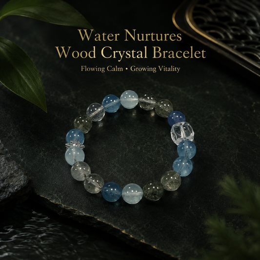 Water nourishes Wood crystal bracelet with blue and green beads image 2
